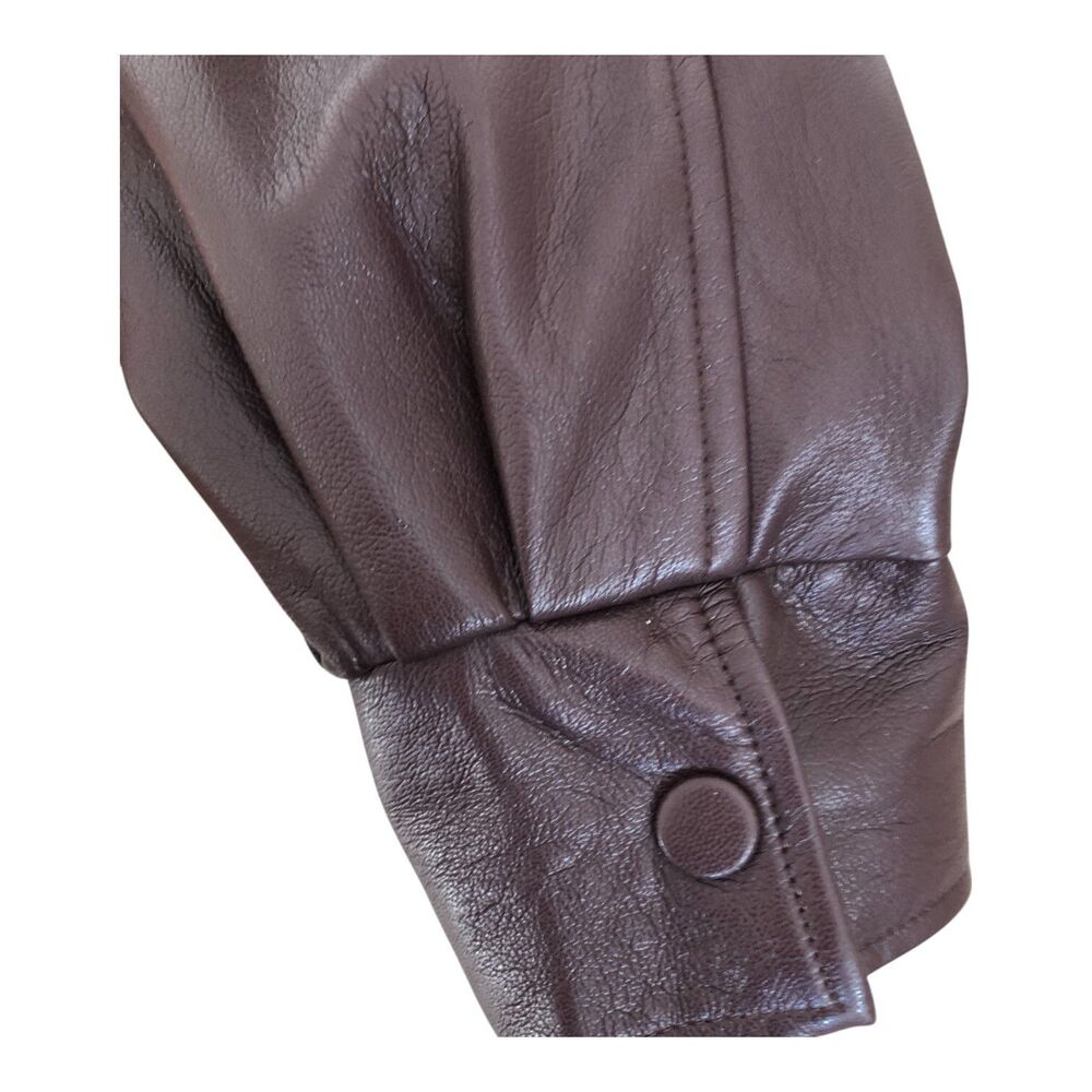 Chico's Chocolate Brown Corpcore Country Western Faux Leather Snap‎ Jacket  S - Picture 10 of 16